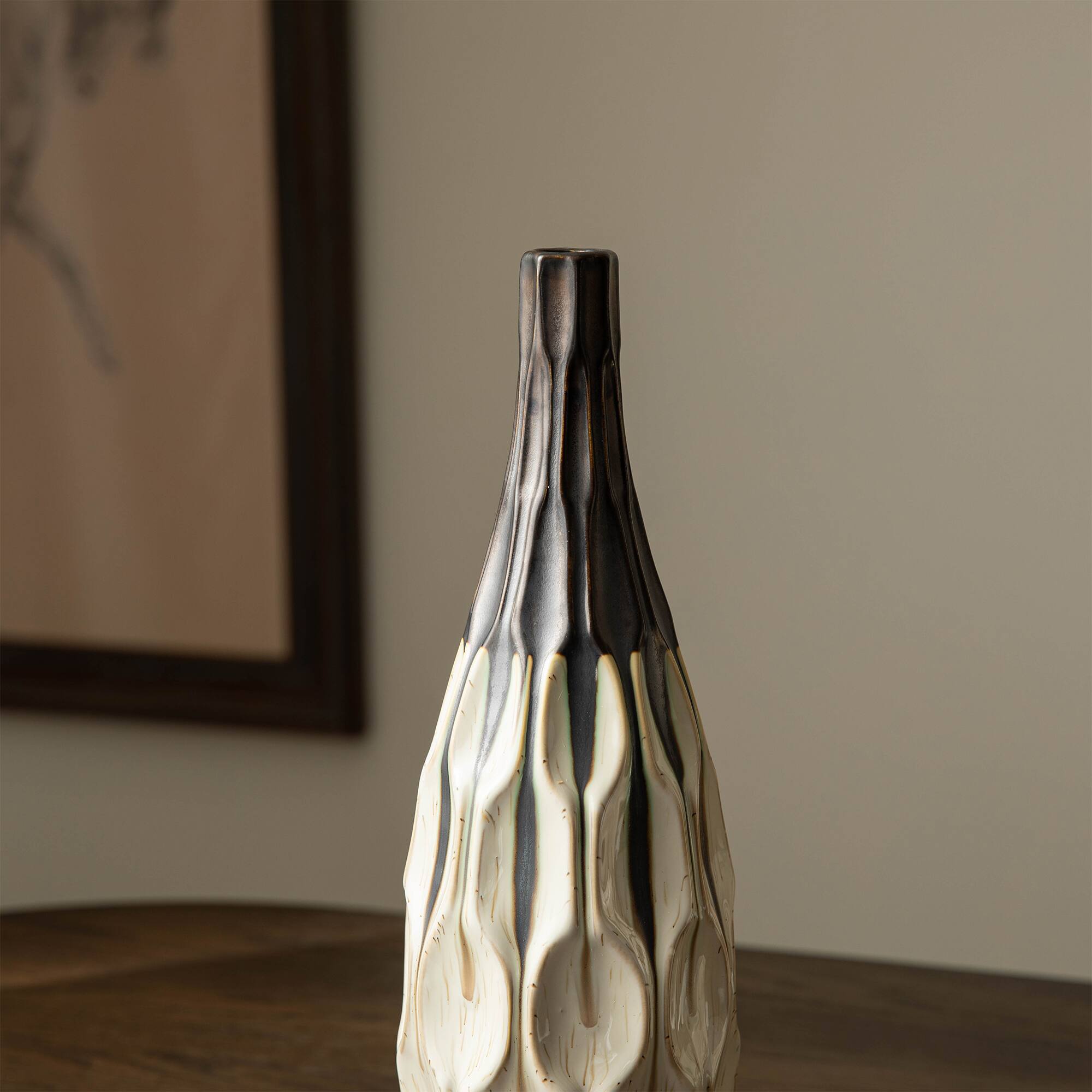 Glitzhome® Geometric Two-Tone Faceted Ceramic Modern Vase Set